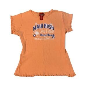 Mudd Y2K Orange Baby Tee Maui High Surf club Graphic Medium